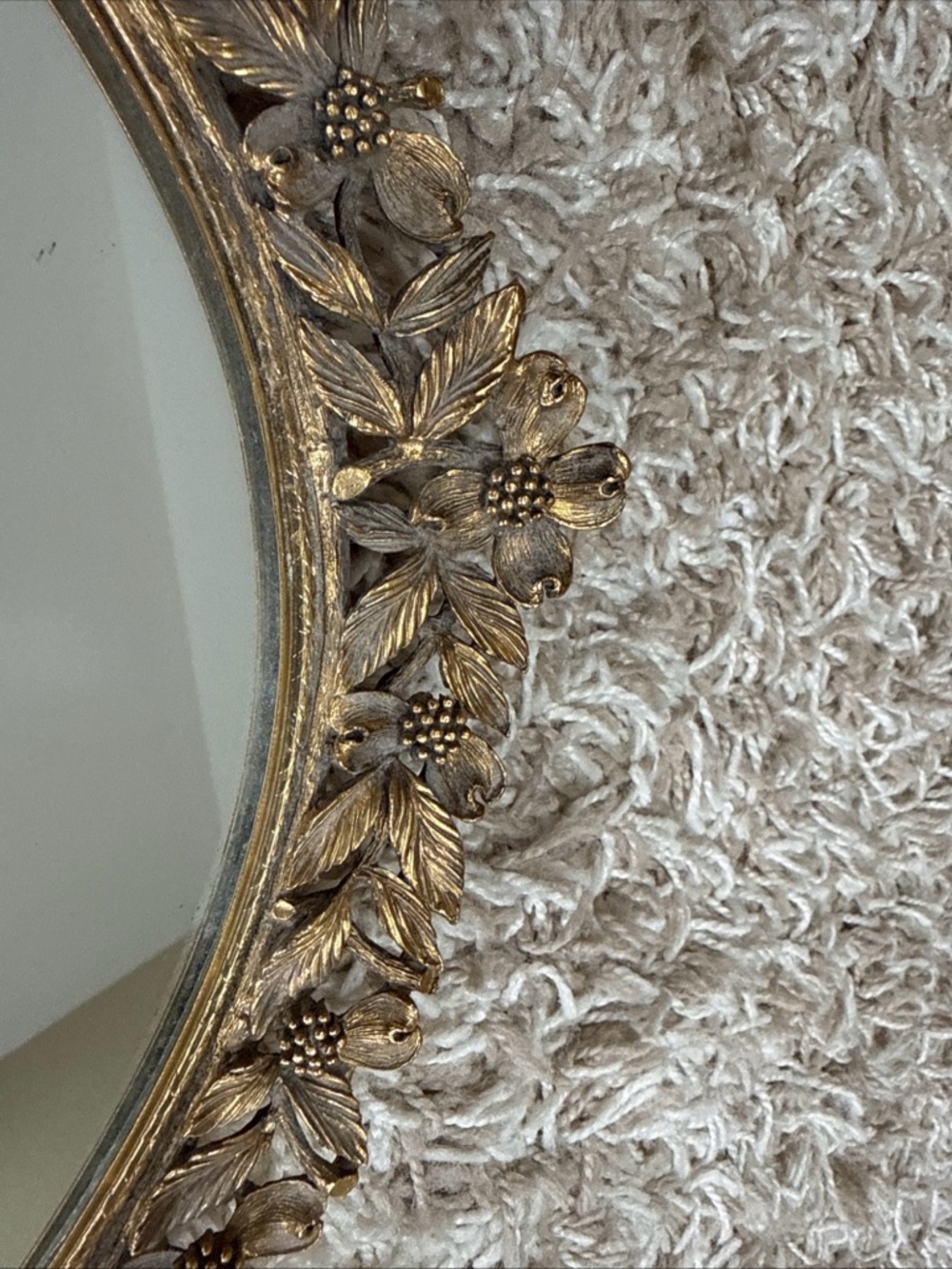 Matson vintage 24k gold vanity tray mirror bird and floral design. Velvet back. - Picture 4 of 16